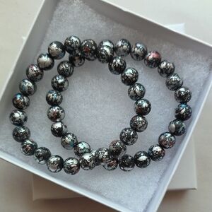 Handmade Paint Splatter Beaded Bracelet Set Of 2